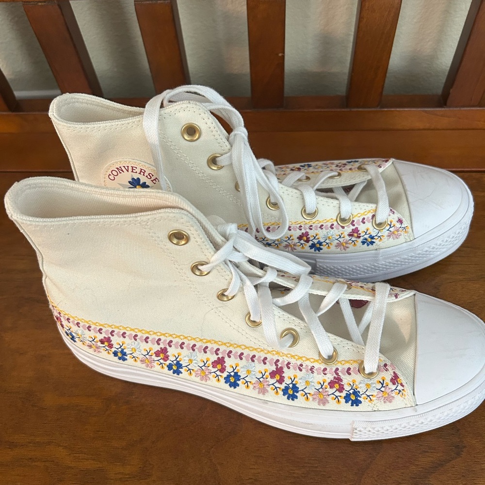 Converse Cream Floral High-Tops